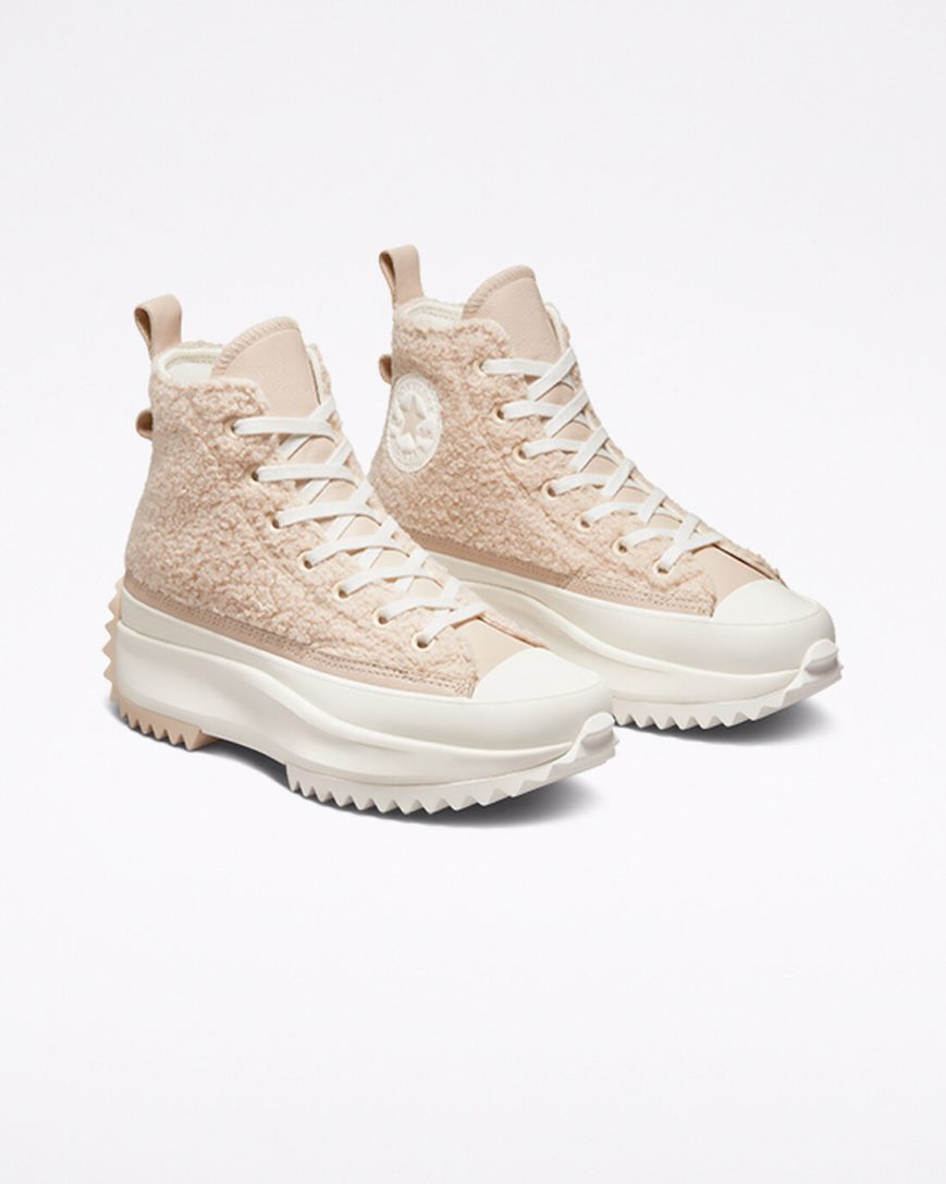 Women's Converse Run Star Hike Sherpa High Top Platform Shoes Beige | AU EC509B